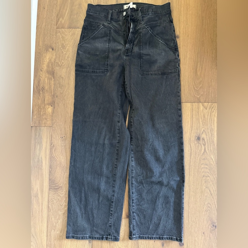 Madewell Distressed Black - The Perfect Vintage Wide Leg Jeans - Size 28